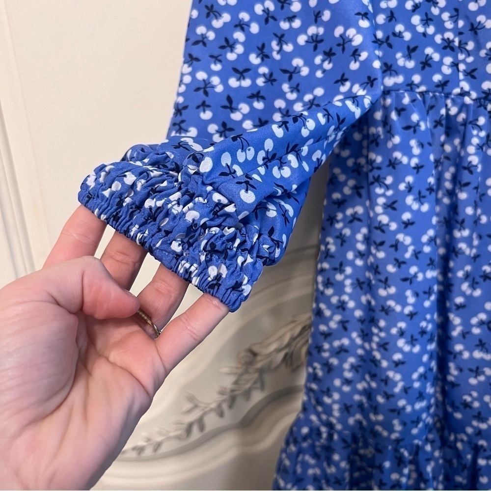 Eliza J Floral Long Sleeve Fit & Flare Cherries Dress, Size 4 - Picture 9 of 13